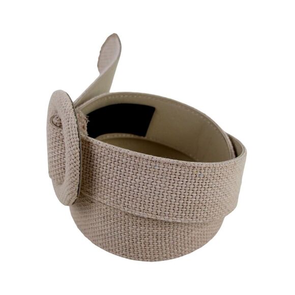 CLASSIC BEIGE CANVAS POLYESTER 1 5/8"Wd DRESS CASUAL WOMEN'S BELT Size S (t61 - Picture 2 of 12